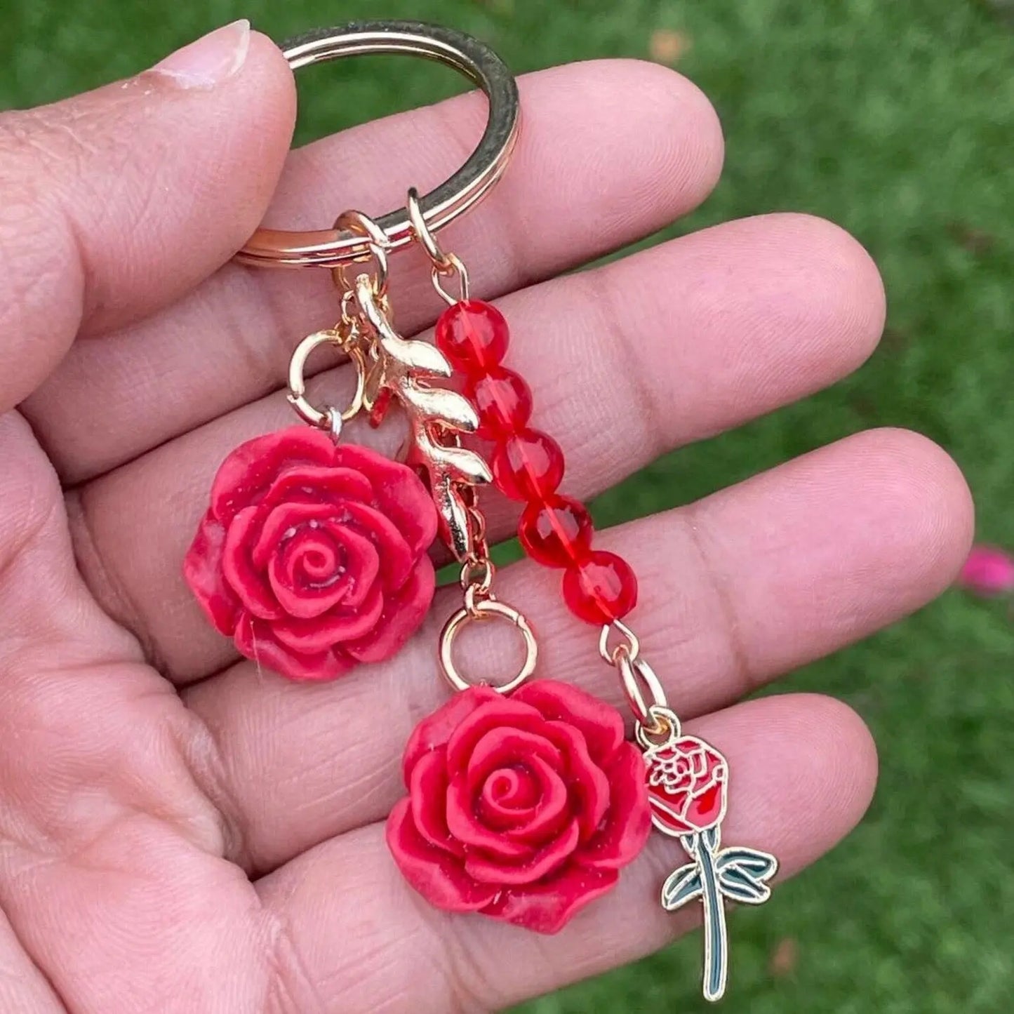 Handmade Rose Keychain