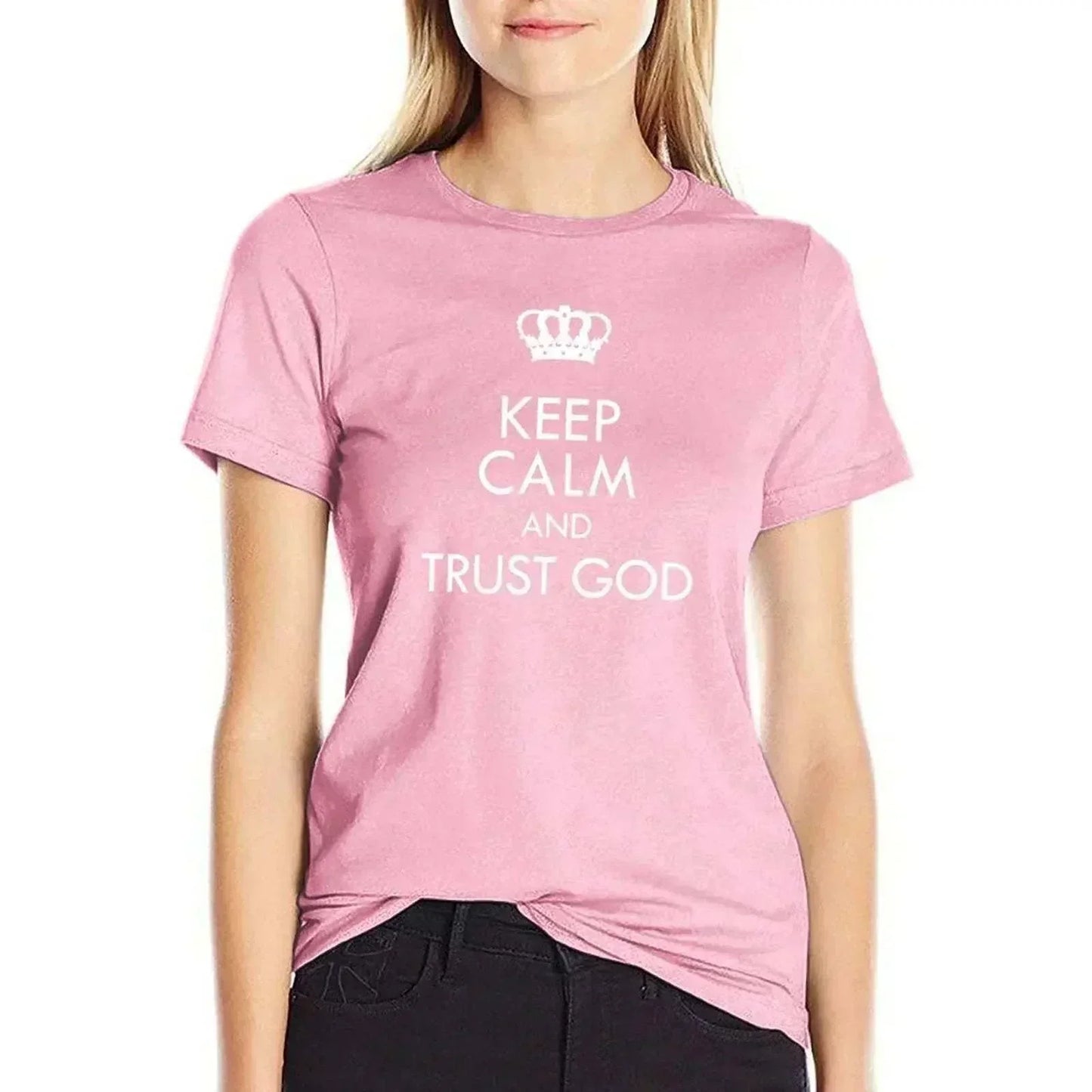Shirt Female Clothing Aesthetic - Keep Calm and Trust God Tee