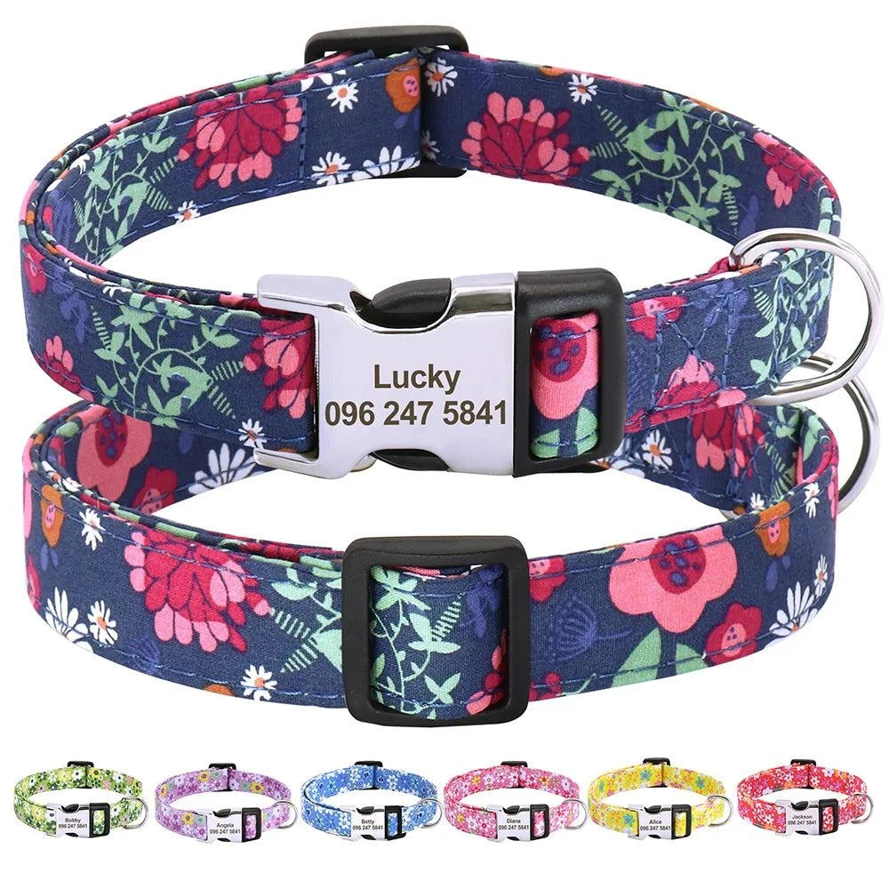 Floral Printed Custom Collar - Devya's Pet Emporium