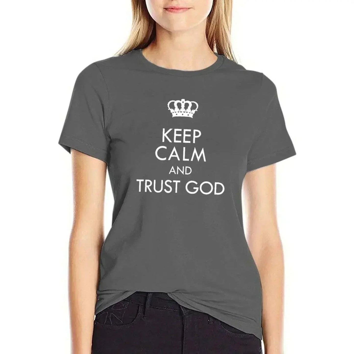 Shirt Female Clothing Aesthetic - Keep Calm and Trust God Tee