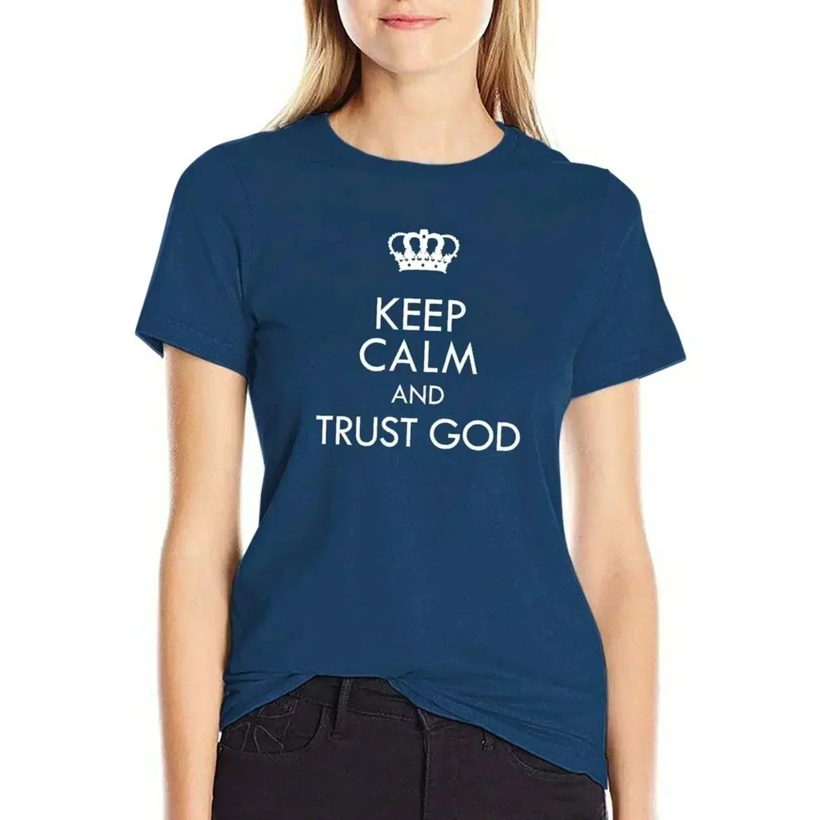 Shirt Female Clothing Aesthetic - Keep Calm and Trust God Tee