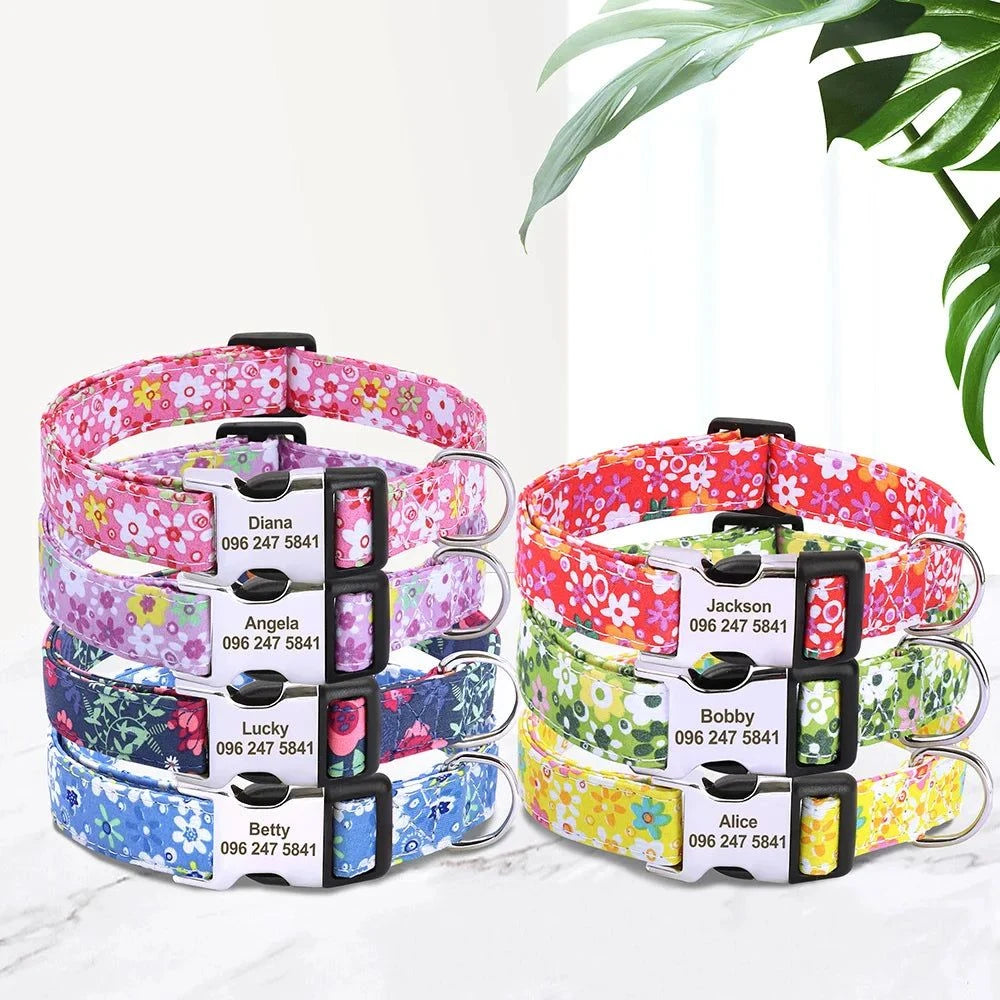 Floral Printed Custom Collar - Devya's Pet Emporium