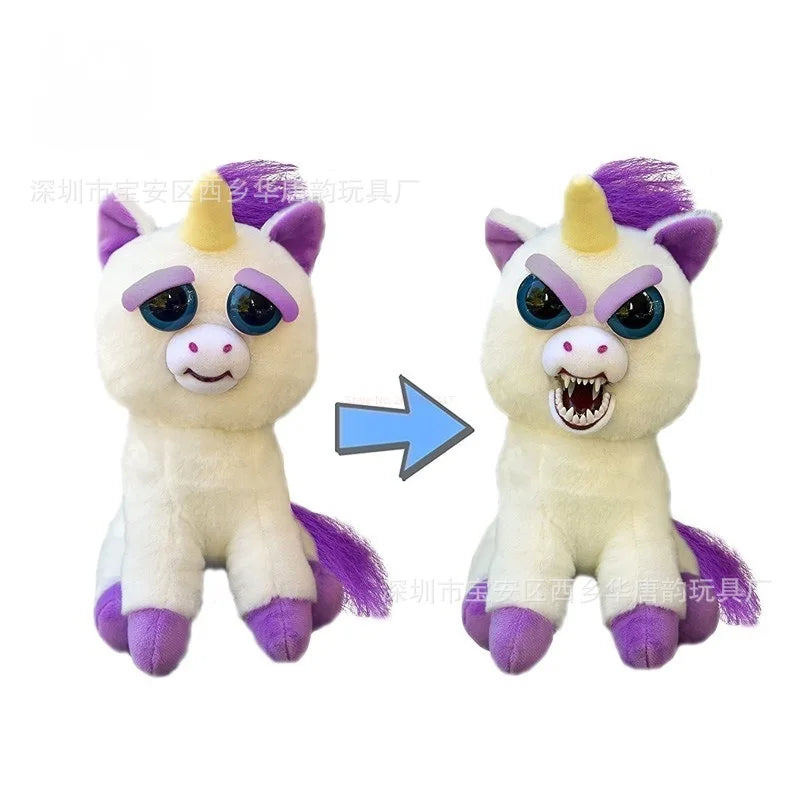 Feisty Pets Funny Face Changing Unicorn Soft Toys