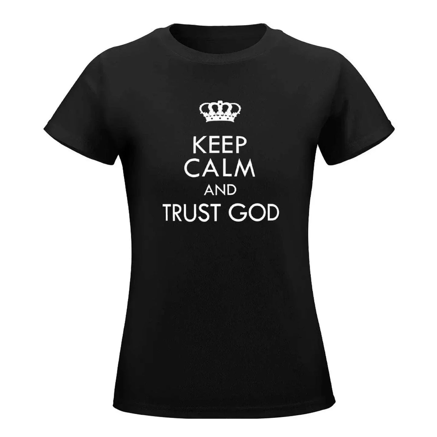 Shirt Female Clothing Aesthetic - Keep Calm and Trust God Tee