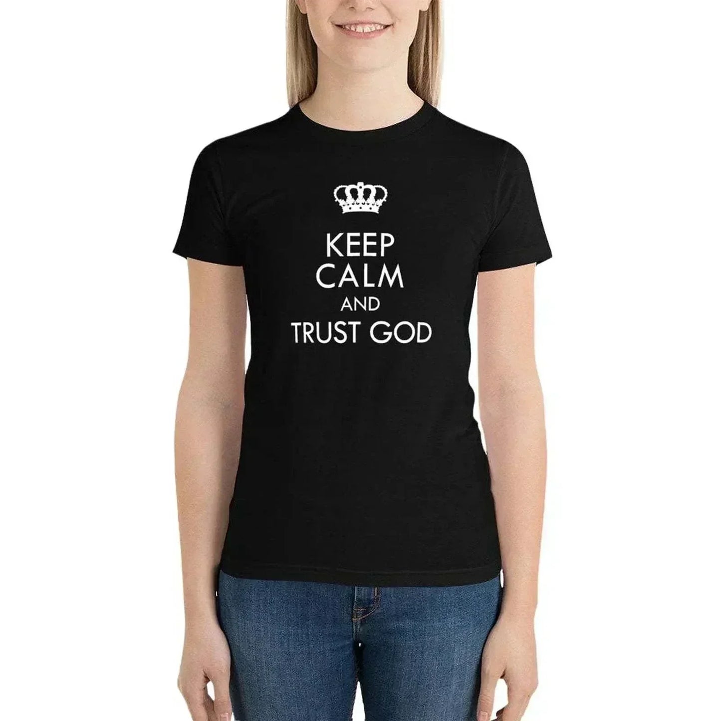 Shirt Female Clothing Aesthetic - Keep Calm and Trust God Tee