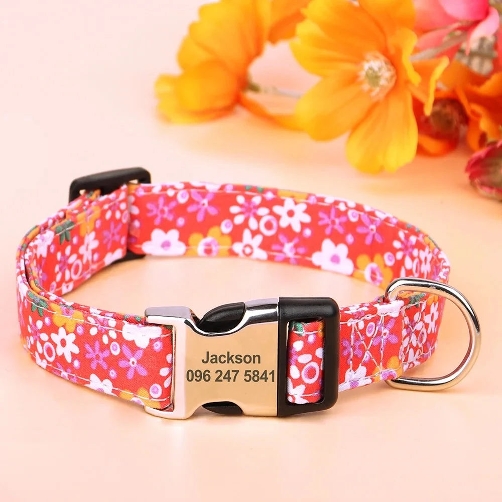 Floral Printed Custom Collar - Devya's Pet Emporium