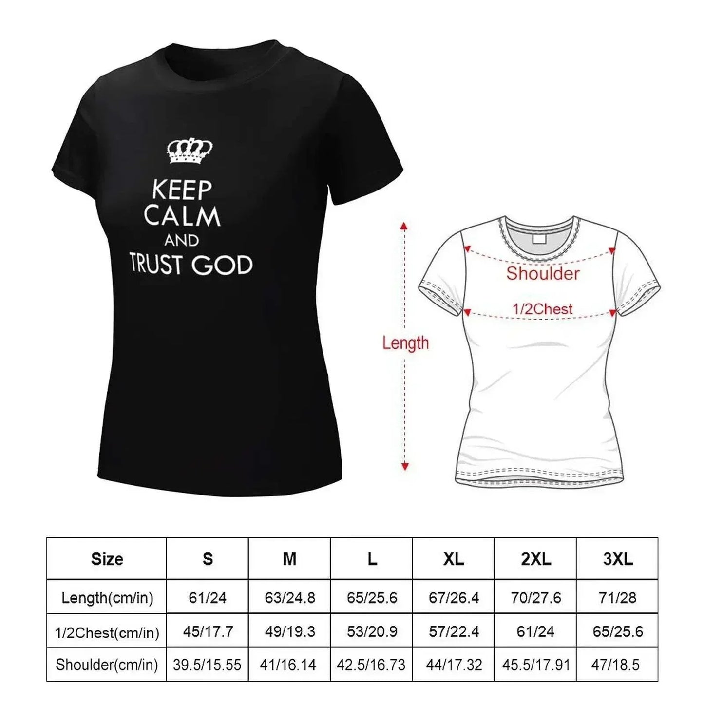 Shirt Female Clothing Aesthetic - Keep Calm and Trust God Tee