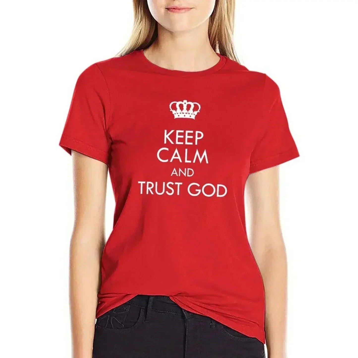 Shirt Female Clothing Aesthetic - Keep Calm and Trust God Tee