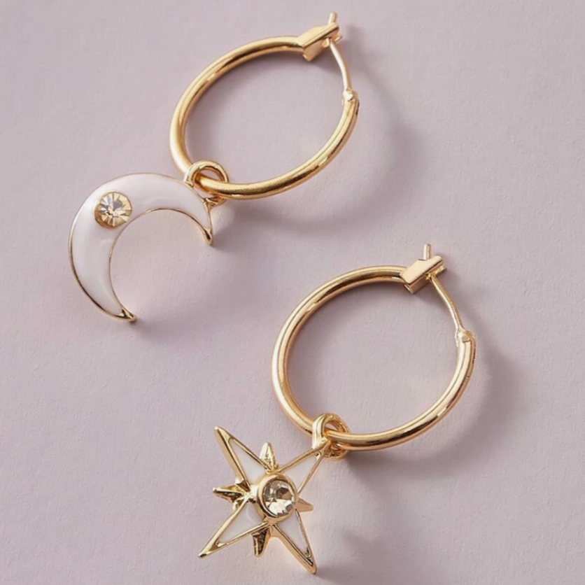 Moon & Star Huggie Hoop Earrings