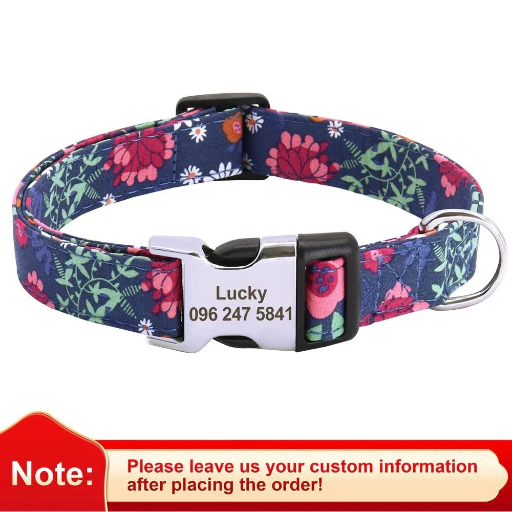 Floral Printed Custom Collar - Devya's Pet Emporium