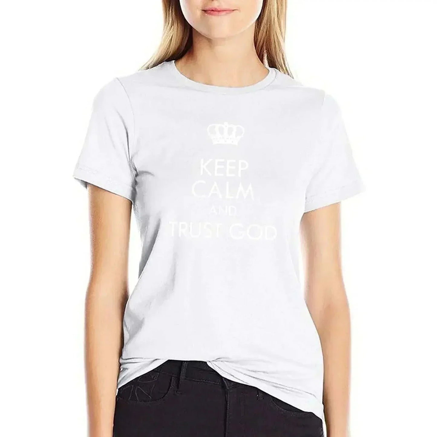 Shirt Female Clothing Aesthetic - Keep Calm and Trust God Tee