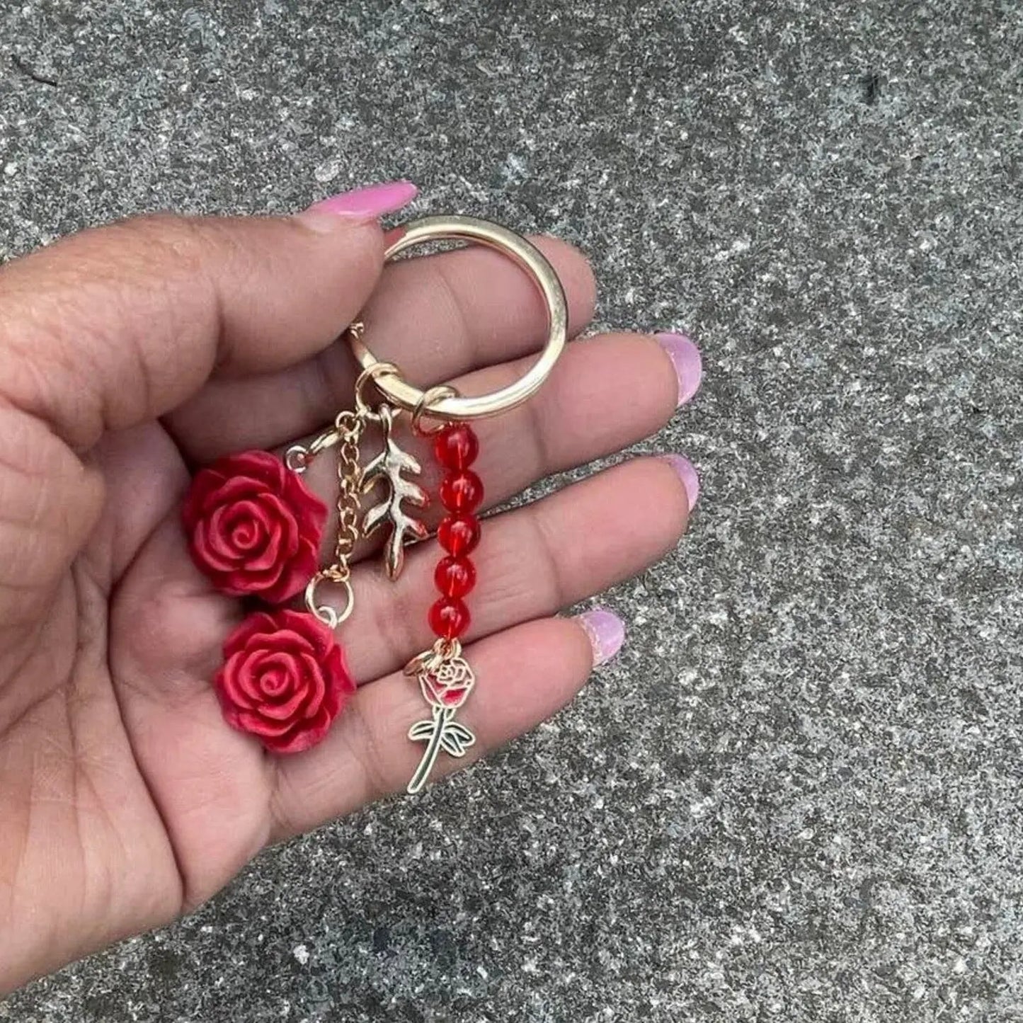 Handmade Rose Keychain