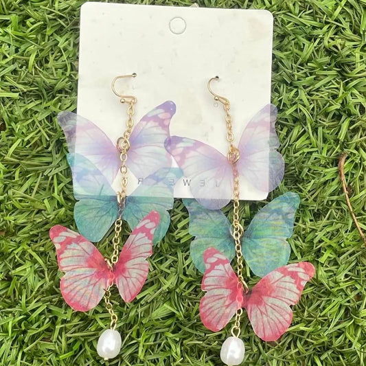 Butterfly Charm Drop Earrings