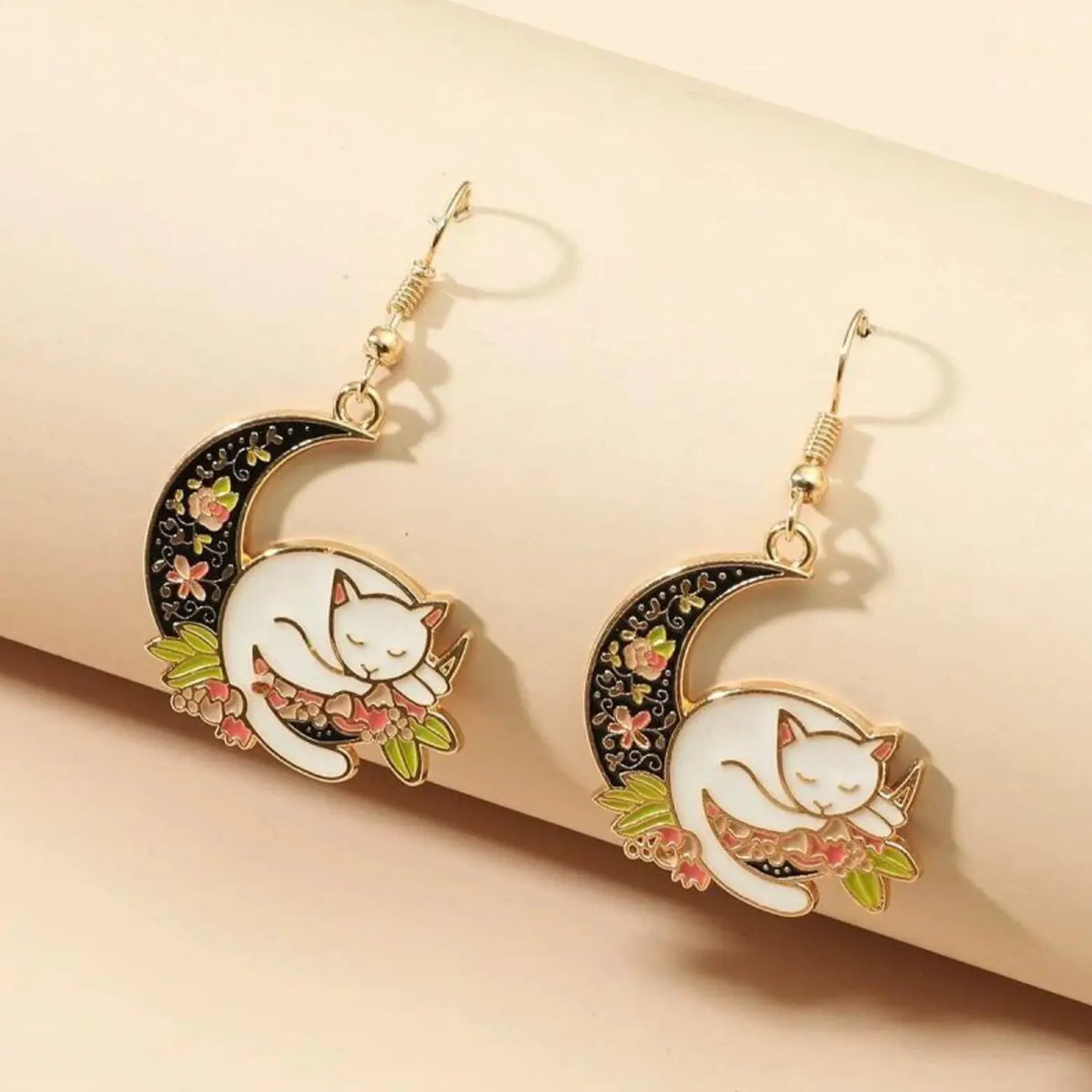 Cat Moon Dangle & Drop Earrings