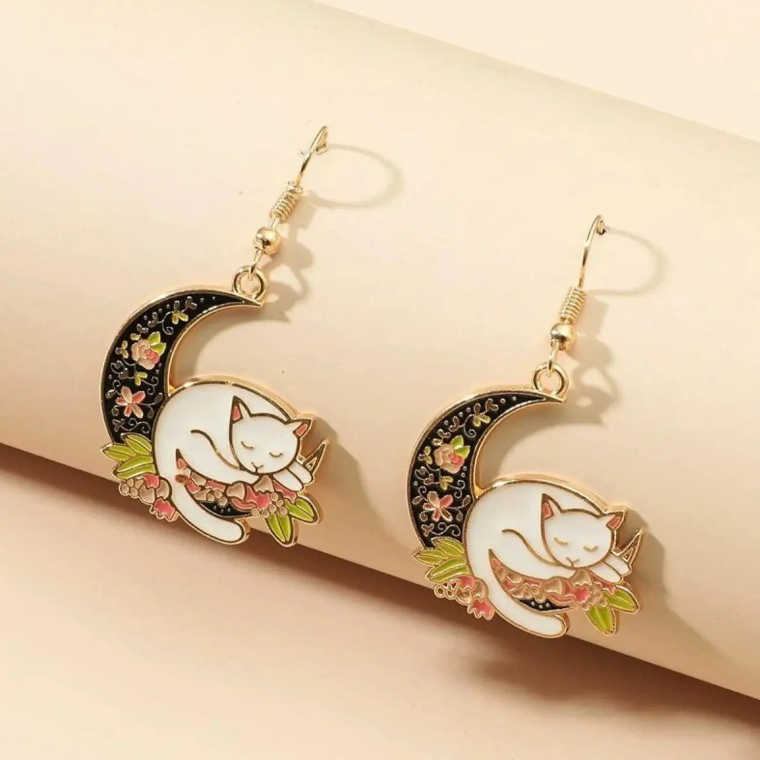 Cat Moon Dangle & Drop Earrings